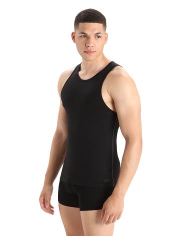 Men's Icebreaker Merino Anatomica Tank Top Underwear Black | CA 1660ZUTG